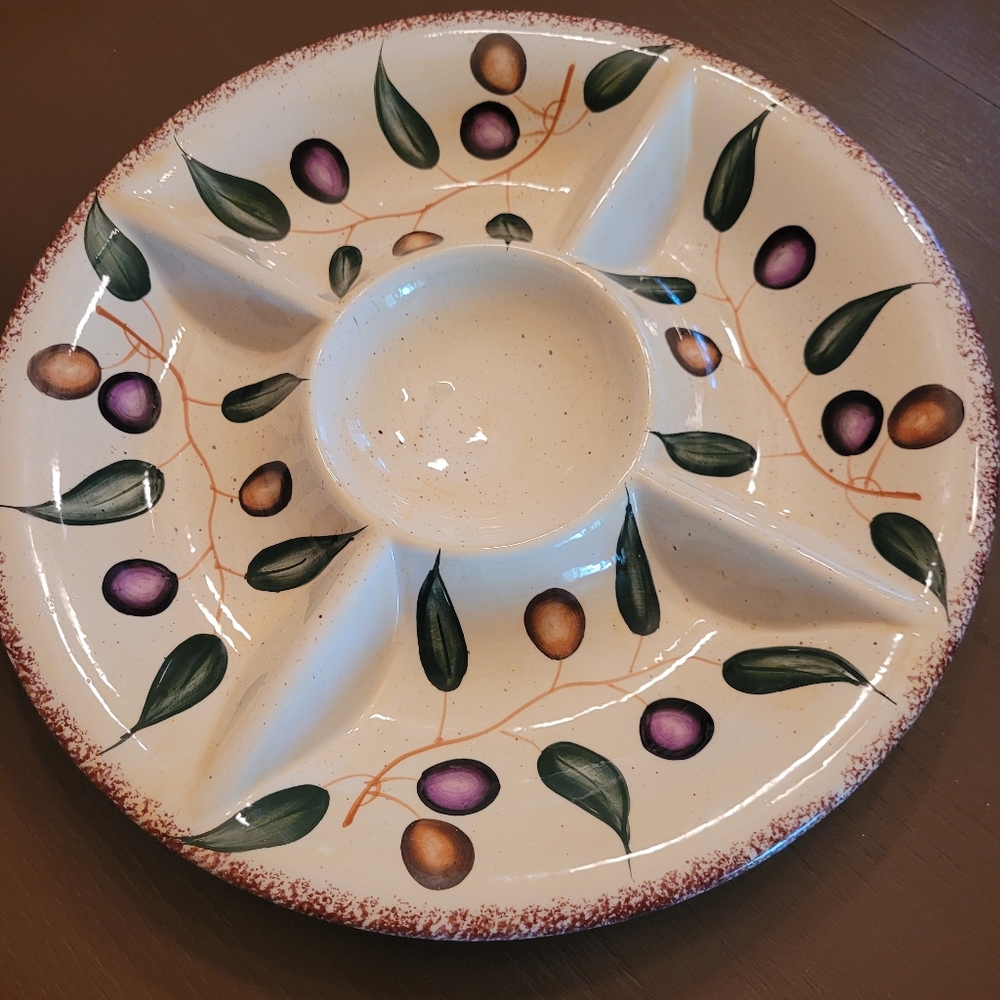 Olive Motif Ceramic Divided Platter - Picture 2 of 3